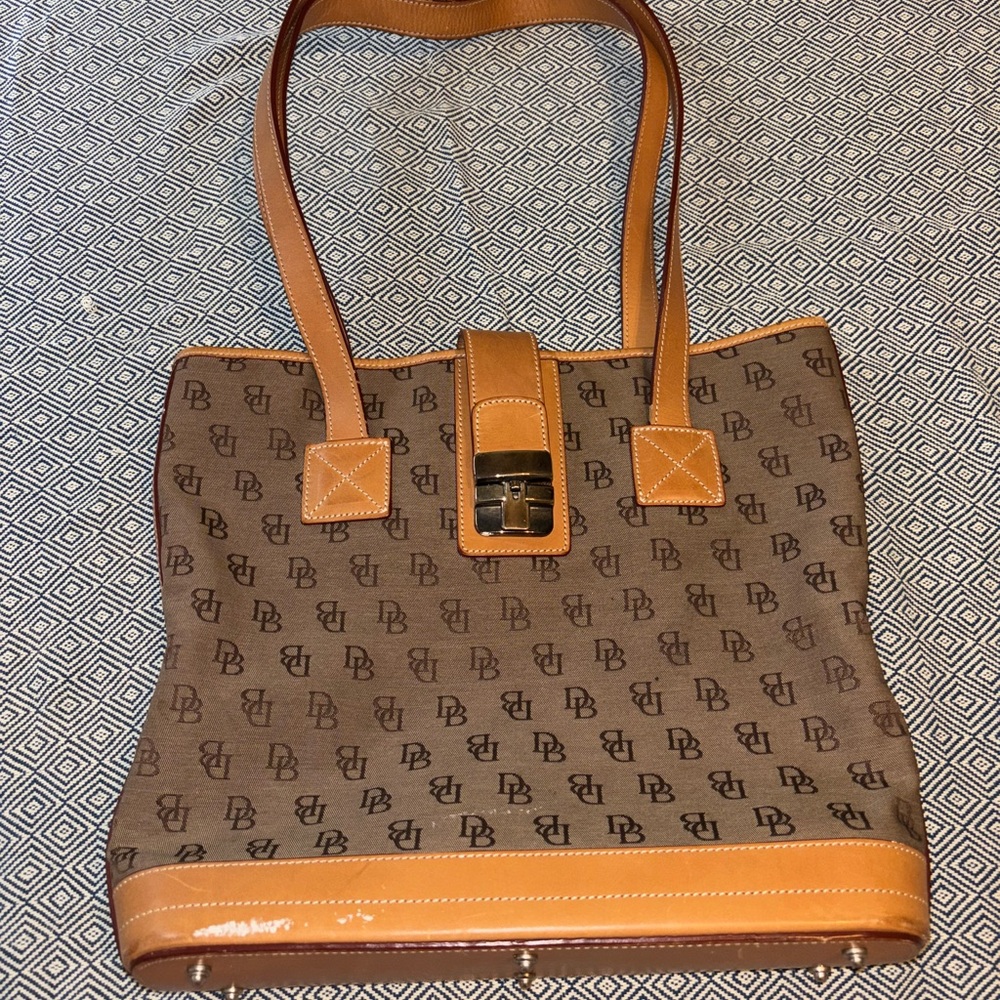 Brown Dooney and Burke Tote Bag with Tan Straps